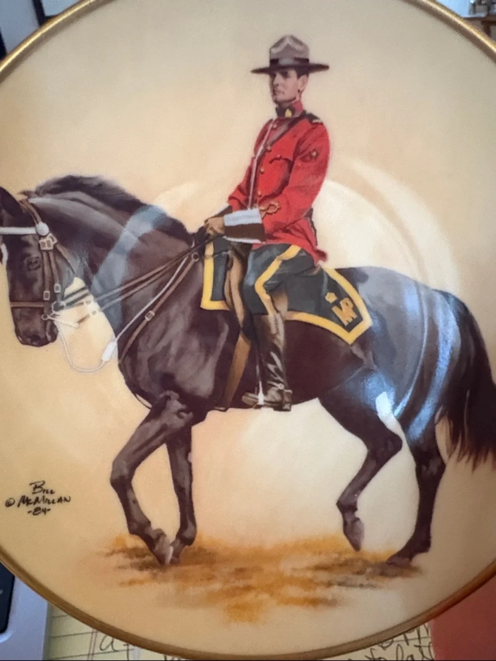 Vintage Collectible Plate with Royal Canadian Mountie on Black Horse